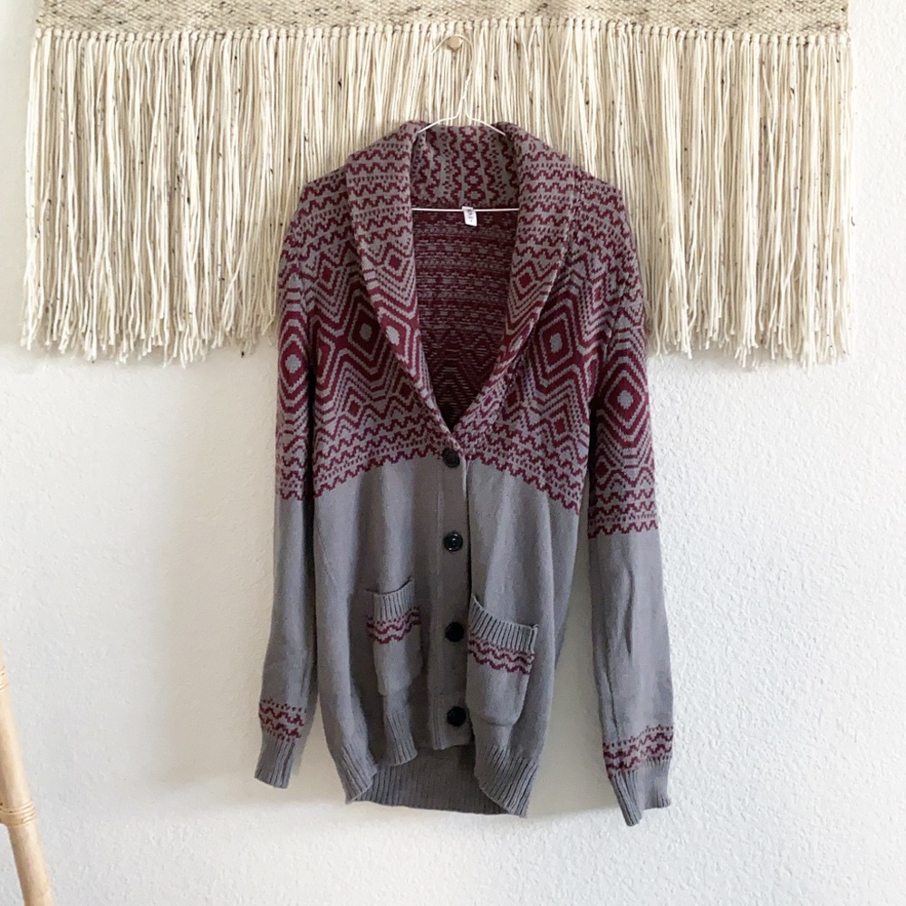 RVCA Womens Knit Cardigan Sweater Nordic Style